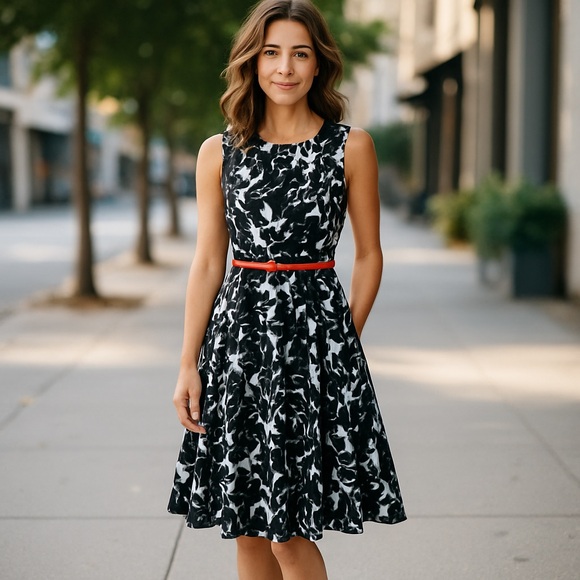 DRESS BARN Sleeveless Floral Fit & Flare Dress - Picture 3 of 16